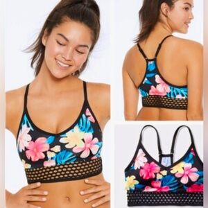 Victoria Secret Pink Ultimate Lightly Lined Floral & Black Sport Bra - 14” Band